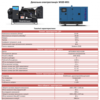Дизельный генератор WattStream WS22-MS-1